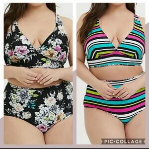 Torrid Reversible Floral and Striped High Waisted Bikini, size 2 (2X, 18/20)